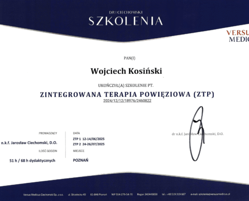 Dyplom ze szkolenia Dr. Cichomski